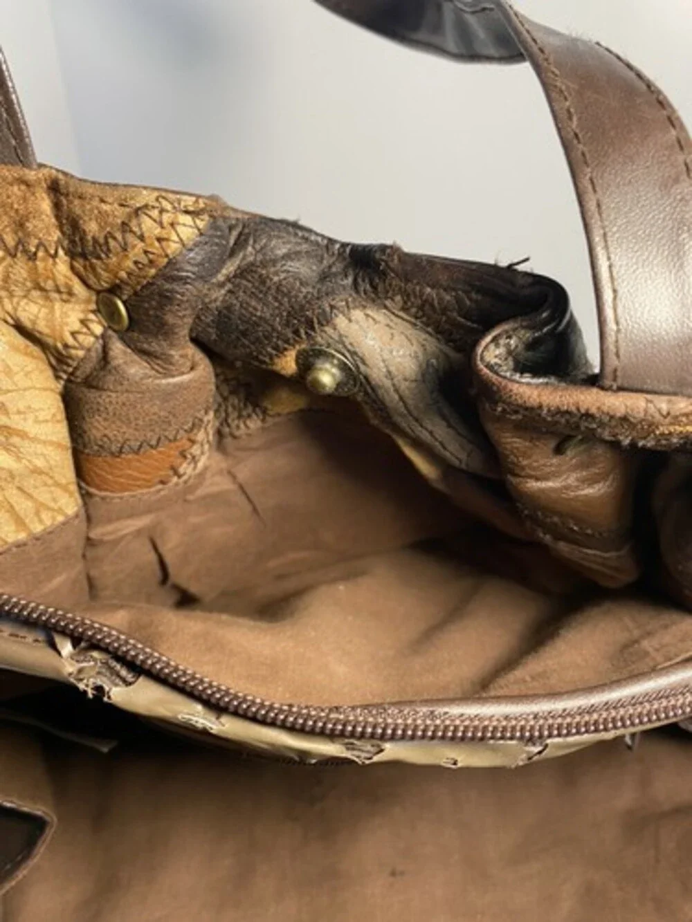 Vintage Hobo Bag Purse Genuine Leather Patchwork
